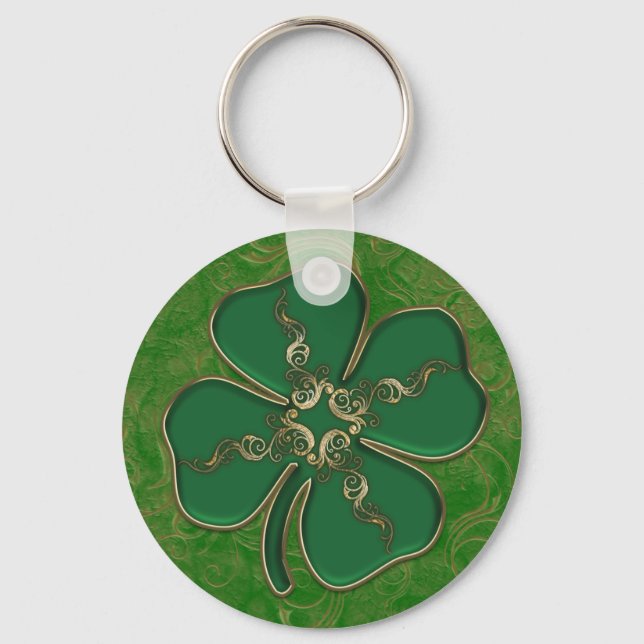 Lucky Irish Shamrock Keychain (Front)