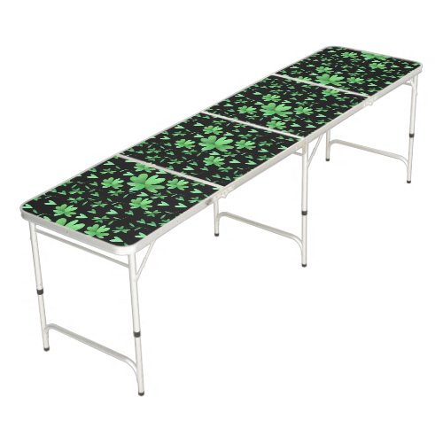 Lucky Irish Shamrock Pattern  Green and Black Beer Pong Table