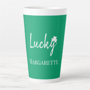 Lucky Irish Shamrock St Patricks Day Personalize   Latte Mug