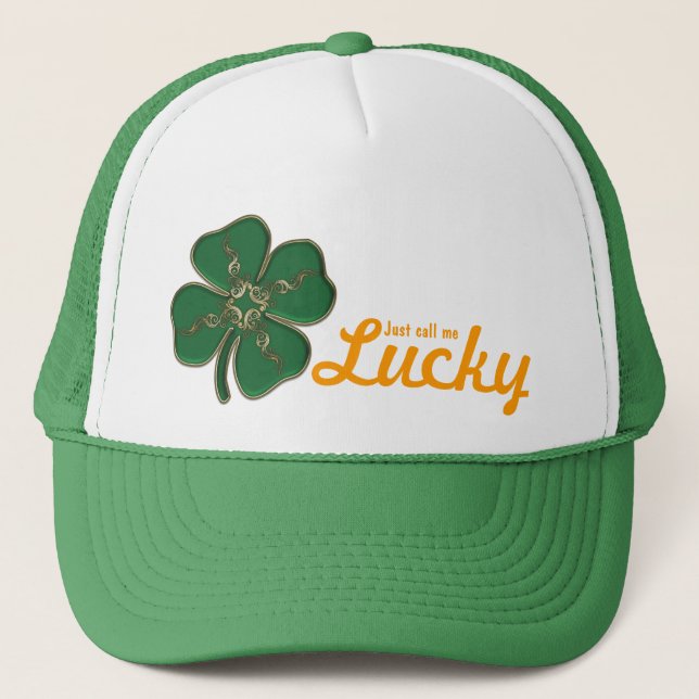 Lucky Irish Shamrock Trucker Hat (Front)
