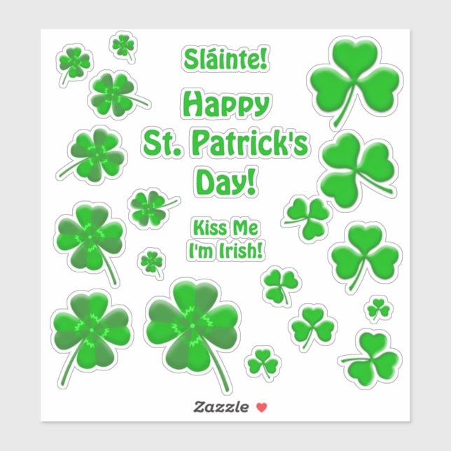 Lucky Irish Shamrocks Personalized Sticker (Sheet)