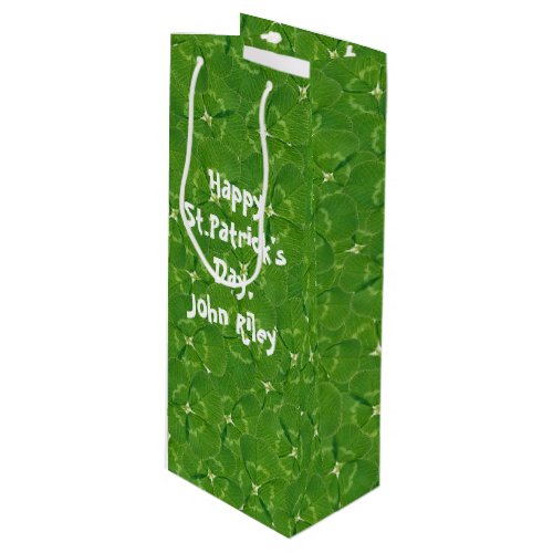 Lucky Irish Shamrocks Wine Gift Bag