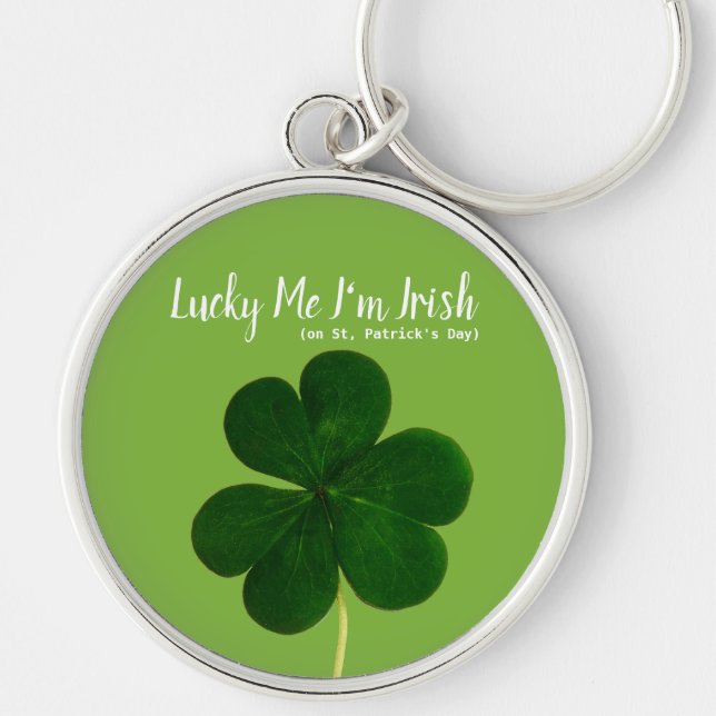 Lucky Irish St. Patrick's Day Green Shamrock Keychain (Front)