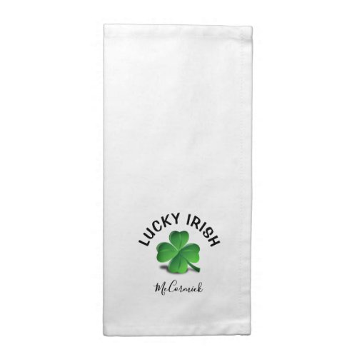 Lucky Irish St Patricks Day Green Shamrock Name Cloth Napkin