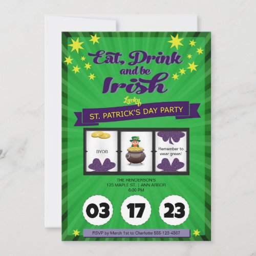 Lucky Irish St Patricks Day Party Invitation