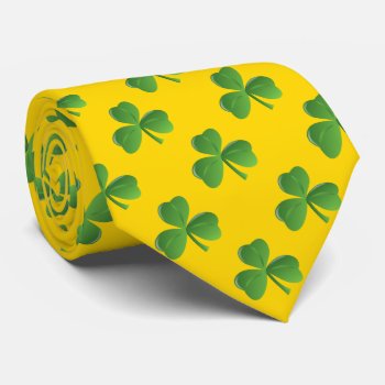 Lucky Irish Three Leaf Shamrock Gold Color Neck Tie by RewStudio at Zazzle