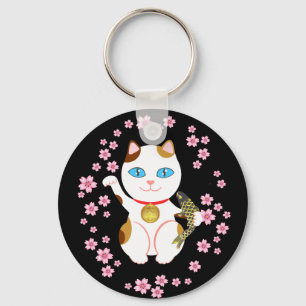 Lucky Japanese Beckoning Maneki Neko Cat Keychain