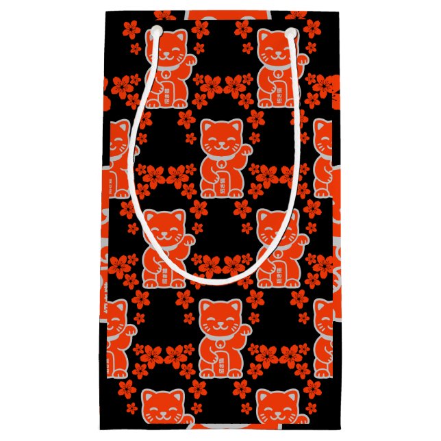 Lucky Japanese Maneki-neko Small Gift Bag (Front)