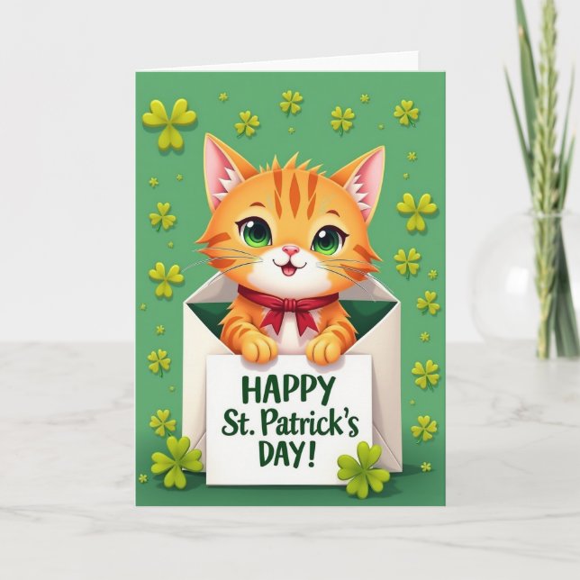 Lucky Kitten St Patricks Day Card (Front)
