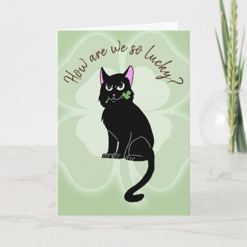 Lucky Kitty Cat St Patricks Day Card