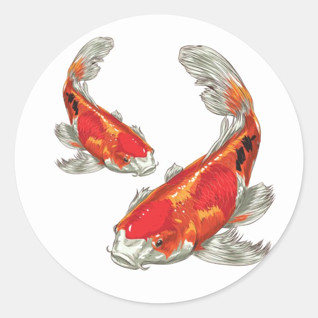 Lucky Koi Classic Round Sticker (Front)