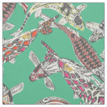 lucky koi green fabric