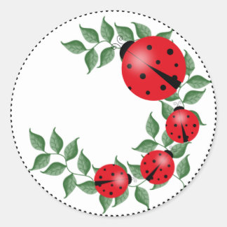 Lucky Lady Bug Family Classic Round Sticker