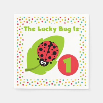 Lucky Ladybug 1st Birthday Paper Napkins by kids_birthdays at Zazzle