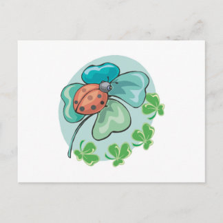 lucky ladybug and clovers design postcard