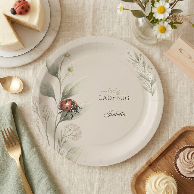 Lucky Ladybug First Birthday Personalized  Paper Plates (Creator Uploaded)