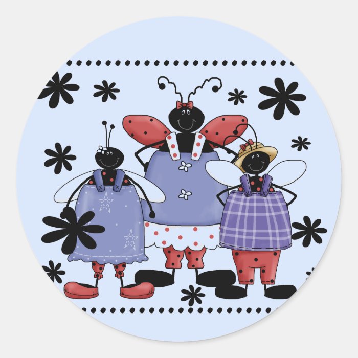 Lucky Ladybug Friends Tshirts and Gifts Round Stickers