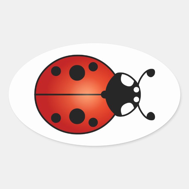 Lucky Ladybug Ladybird Beetle Oval Sticker (Front)