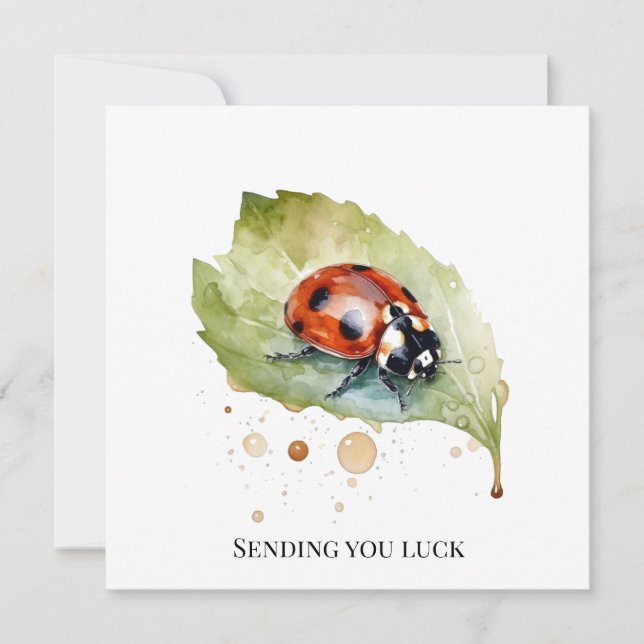 Lucky Ladybug on Leaf Invitation (Front)