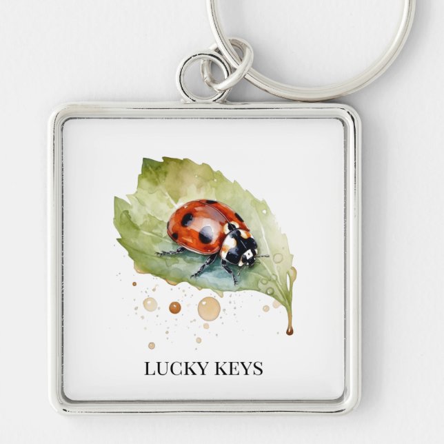 Lucky Ladybug on Leaf Keychain (Front)