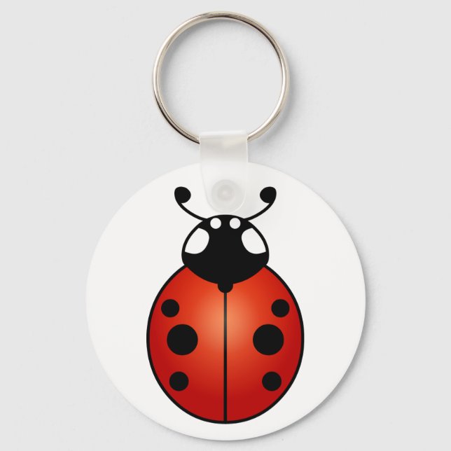 Lucky Ladybug Red Orange Black Ladybird Beetle Keychain (Front)