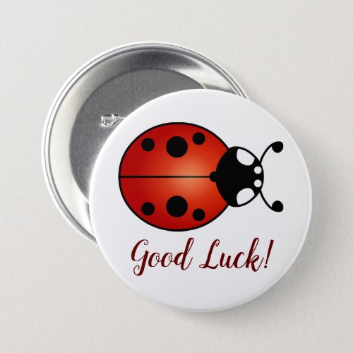 Lucky Ladybug Red Orange Black Ladybird Good Luck  Button