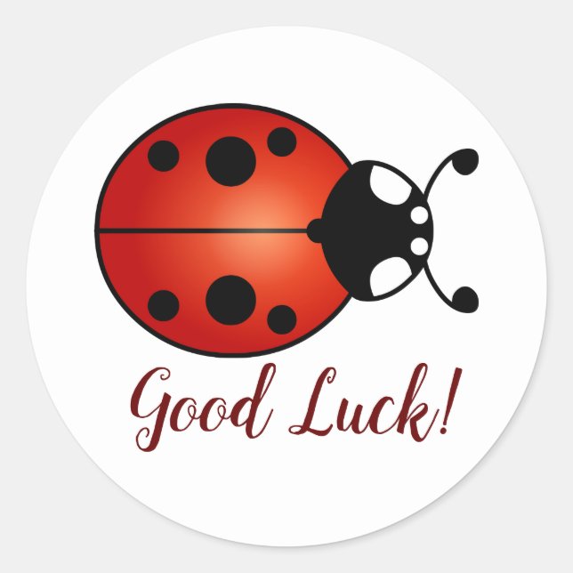 Lucky Ladybug Red Orange Black Ladybird Good Luck Classic Round Sticker (Front)