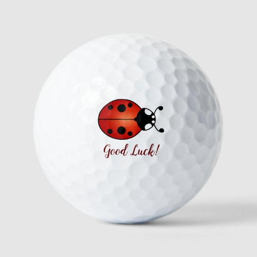 Lucky Ladybug Red Orange Black Ladybird Good Luck Golf Balls