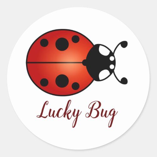 Lucky Ladybug Red Orange Black Ladybird Lucky Bug Classic Round Sticker