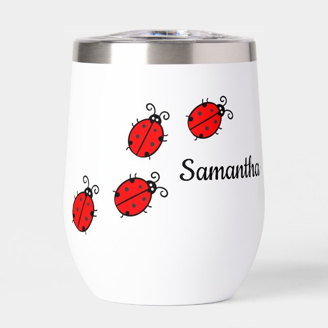 Lucky Ladybugs Design Thermal Wine Tumbler (Front)