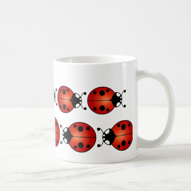 Lucky Ladybugs Ten Ladybirds Red Orange Black Coffee Mug (Right)