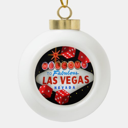 Lucky Las Vegas Ceramic Ball Ornament