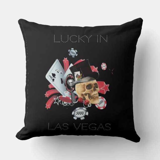 Lucky Las Vegas gambling casino Throw Pillow (Front)