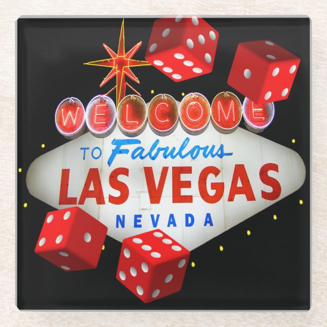 Lucky Las Vegas Glass Coaster (Front)