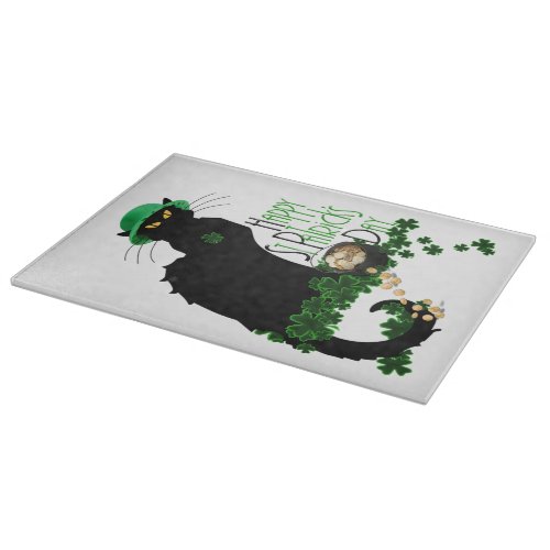 Lucky Le Chat Noir St Patricks Day Cutting Board