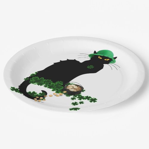 Lucky Le Chat Noir St Patricks Day Paper Plates