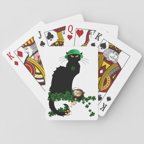 Lucky Le Chat Noir St Patricks Day Playing Cards