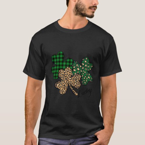 Lucky Leopard Shamrock St Patricks Day T_Shirt