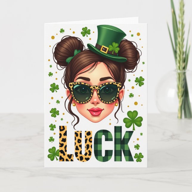 Lucky Leopard St Patricks Day Card (Front)