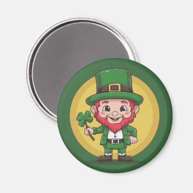 Lucky Leprechaun and Clover Magnet (Front/Back)