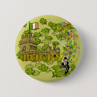 Lucky Leprechaun and His Irish Castle Button