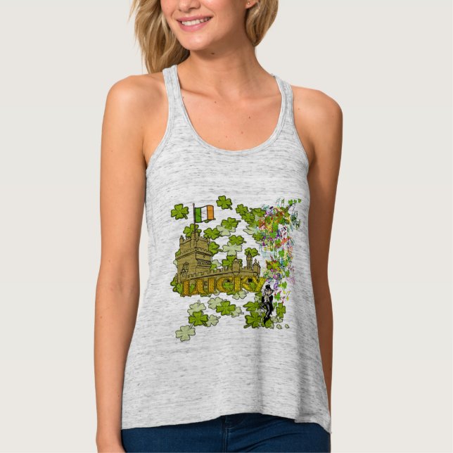 Lucky Leprechaun and His Irish Castle Tank Top (Front)