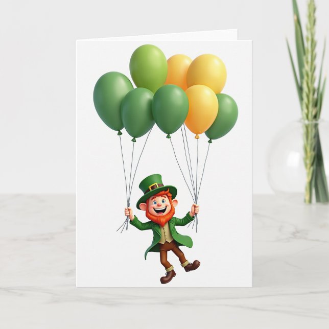 Lucky Leprechaun Balloons Card (Front)