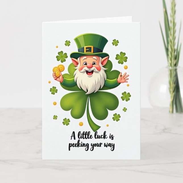 Lucky Leprechaun Cartoon Art Card (Front)