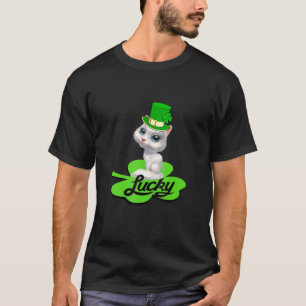 Lucky Leprechaun Cat St Patricks Day Shamrock For T-Shirt