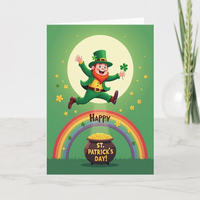 Lucky Leprechaun Clover Pattern Card (Front)