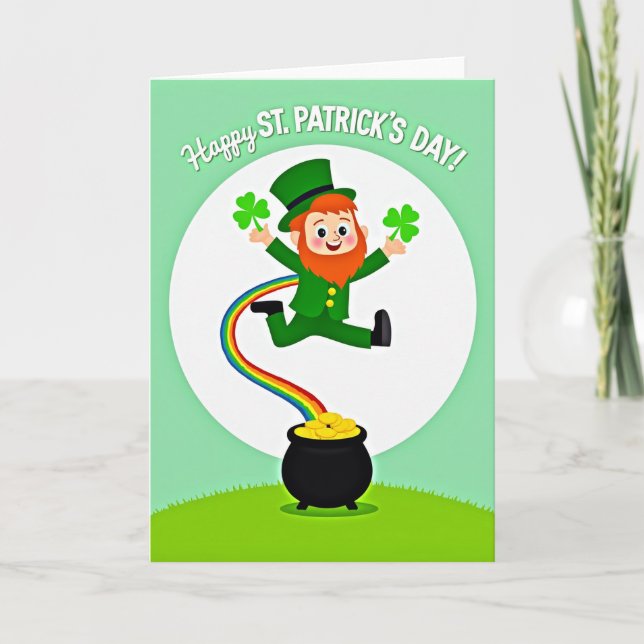 Lucky Leprechaun Day Greeting Card (Front)
