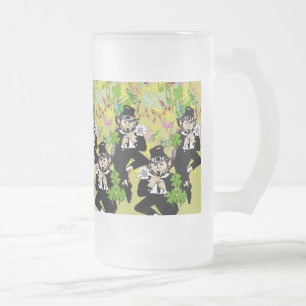 Lucky Leprechaun Frosted Glass Beer Mug