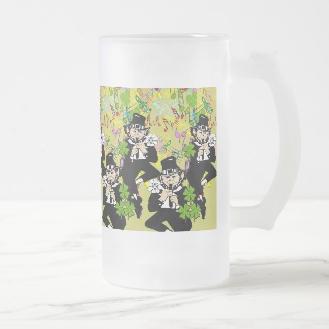 Lucky Leprechaun Frosted Glass Beer Mug (Right)