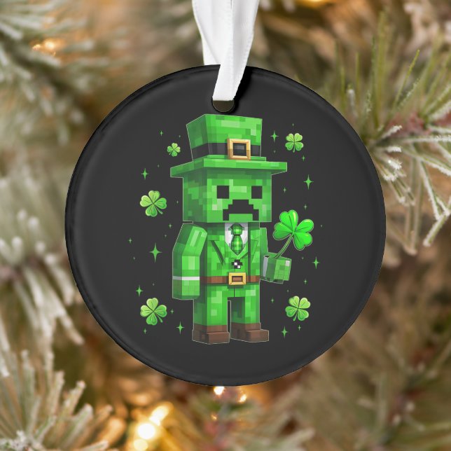 Lucky Leprechaun Funny St Patrick's Day Video Game Ornament (Tree)